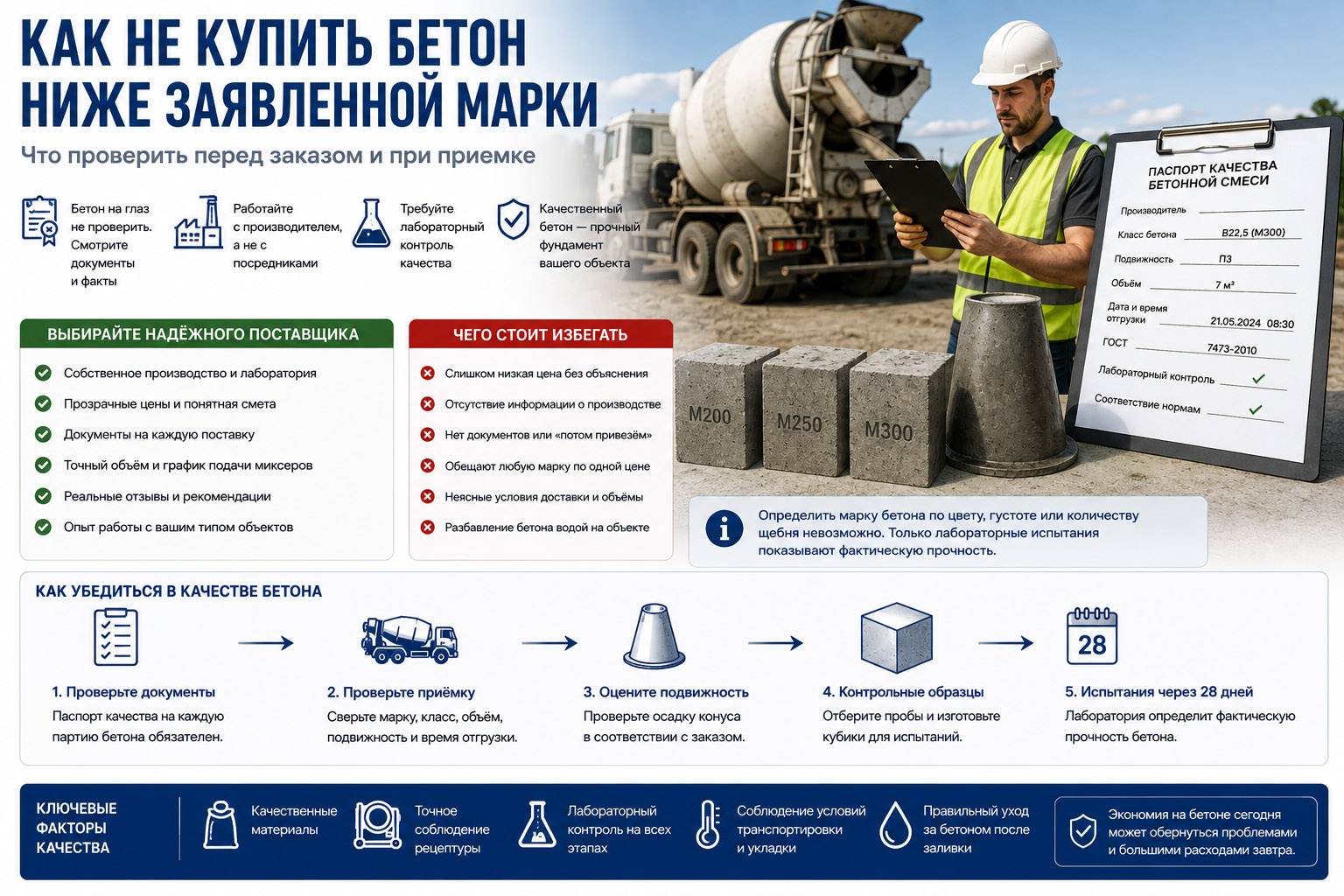 Как не купить бетон ниже заявленной марки: что проверить перед заказом