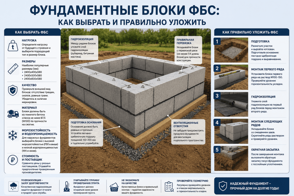 Фундаментные блоки ФБС: как выбрать и правильно уложить 