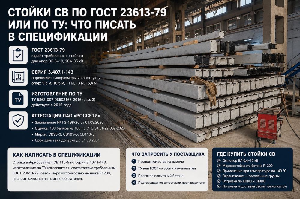 Стойки СВ по ГОСТ 23613-79 или по ТУ: что писать в спецификации