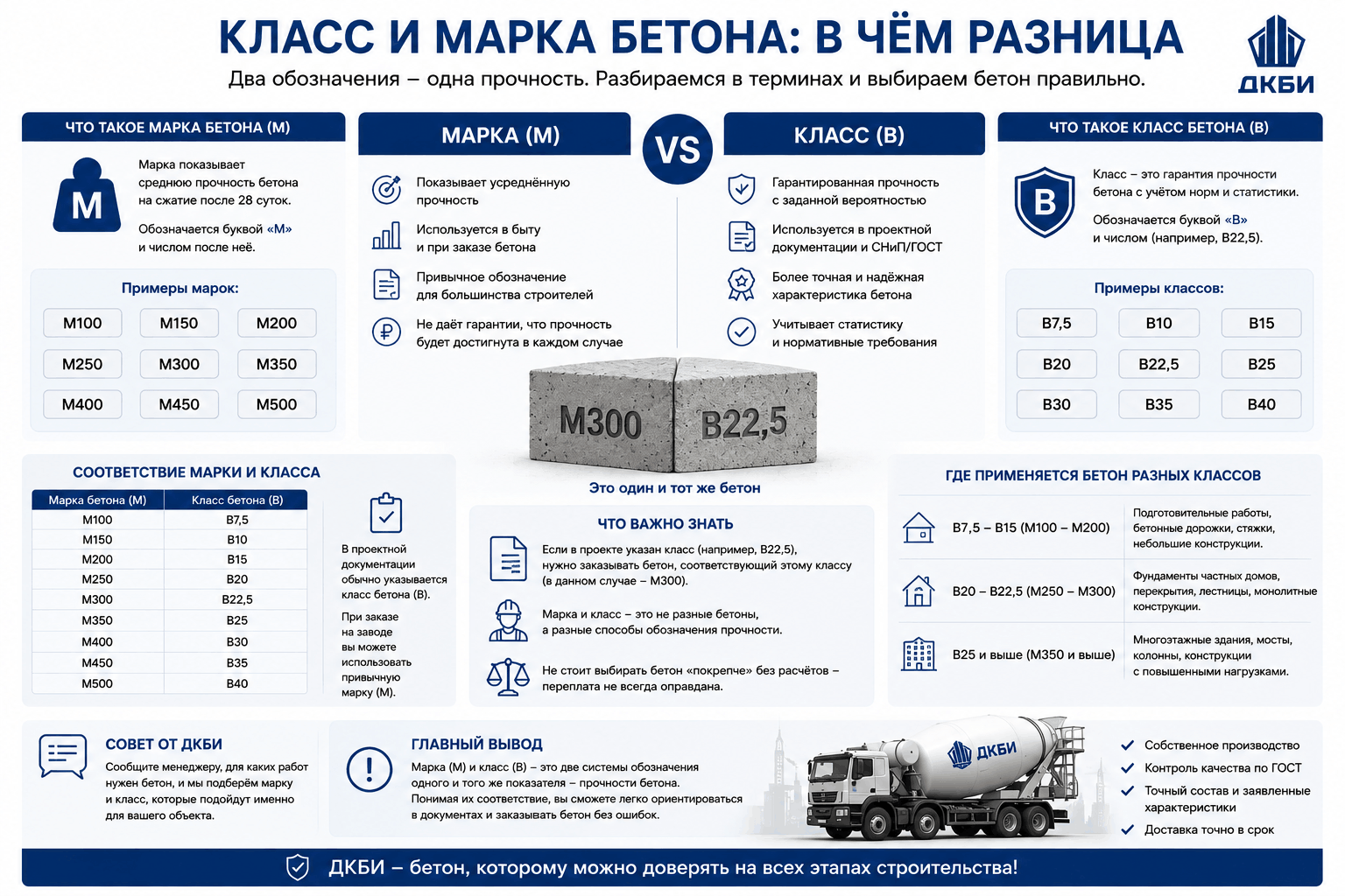 Класс и марка бетона: в чём разница