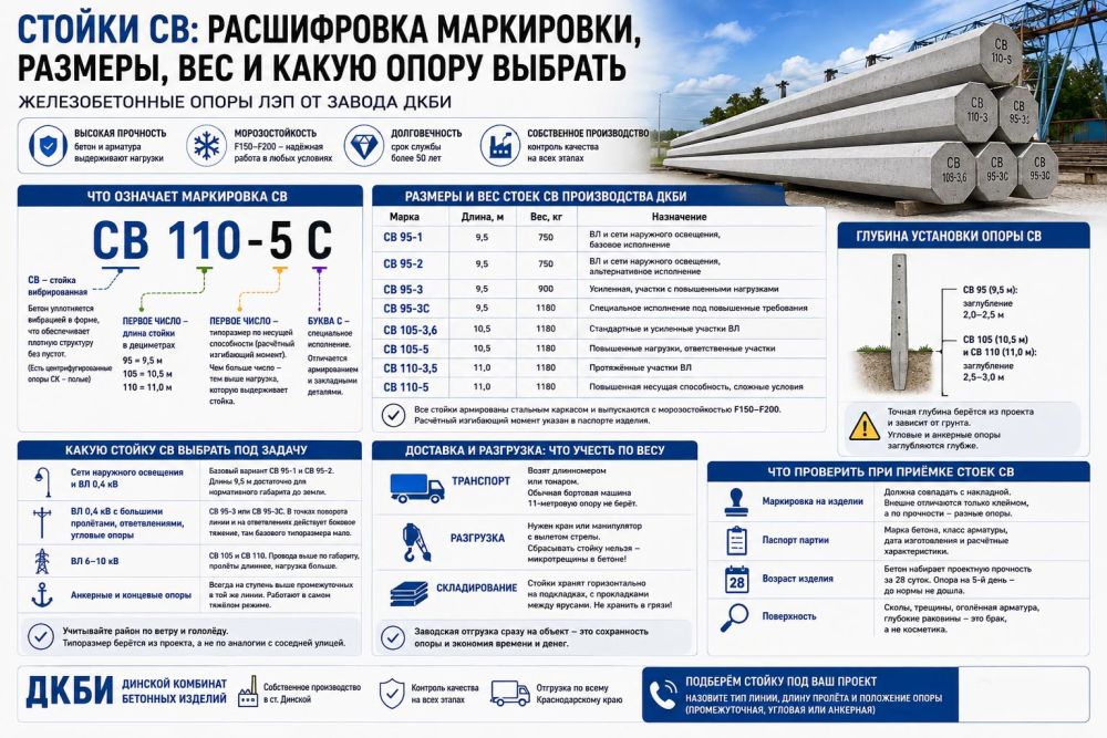 Стойки СВ: расшифровка маркировки, размеры, вес и какую опору выбрать