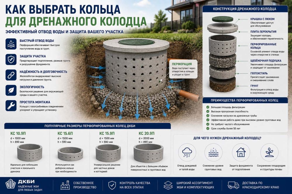 Как выбрать кольца для дренажного колодца