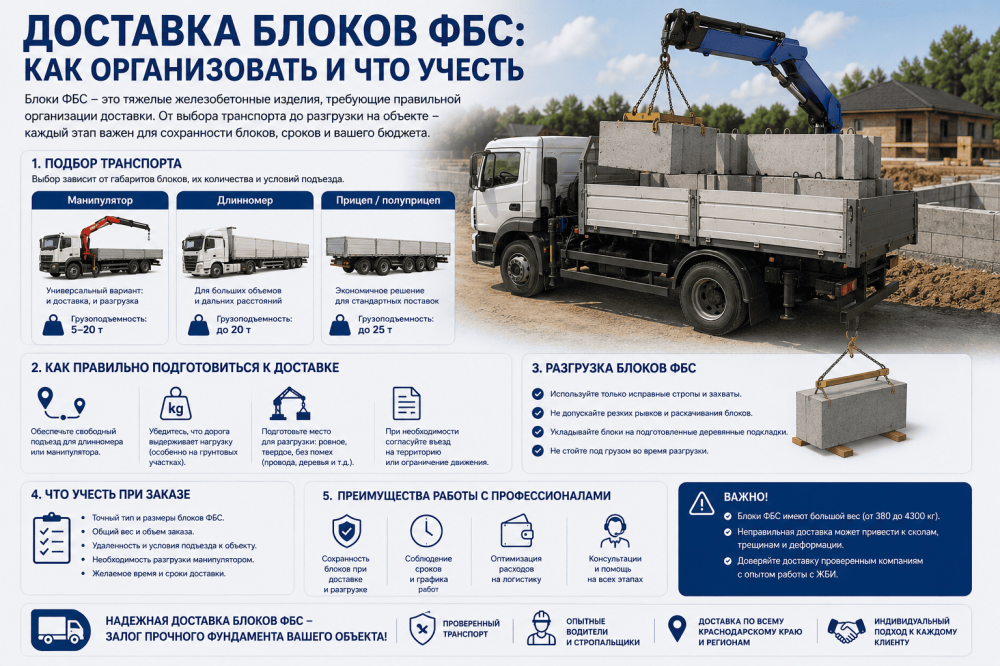 Доставка блоков ФБС: как организовать и что учесть 