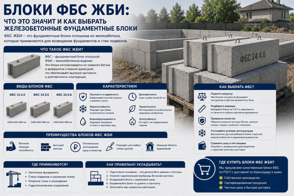 Блоки ФБС ЖБИ: что это значит и как выбрать железобетонные фундаментные блоки