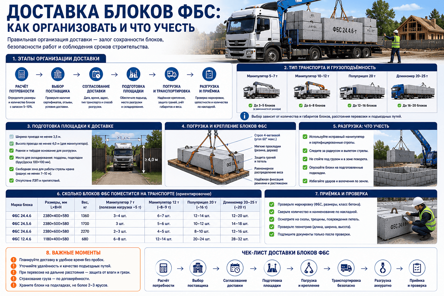 Доставка блоков ФБС: как организовать и что учесть 